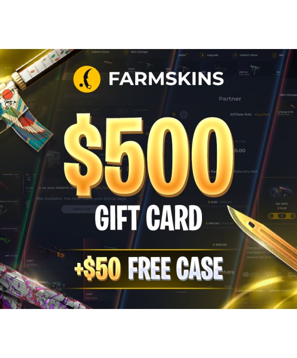 Farmskins $500 Wallet Card + FREE CASE Key GLOBAL